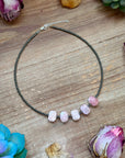 Pink Opal & 3mm Sterling Silver Pearl Necklace