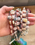 Pink Opal & 3mm Sterling Silver Pearl Necklace