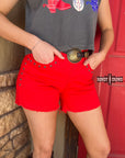 RED- Shenandoah Stud Shorts