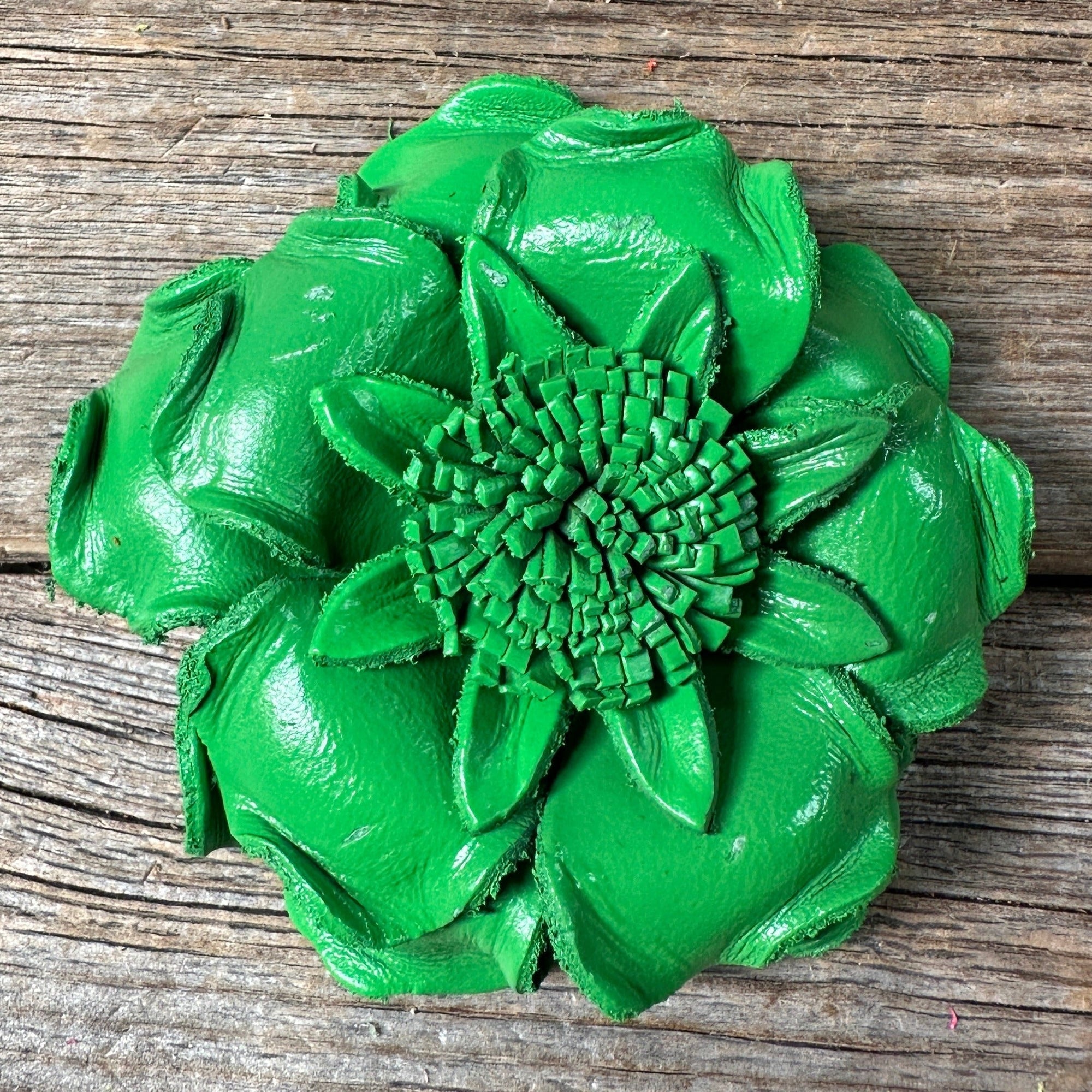 Neon Green Gardenia Leather Flower