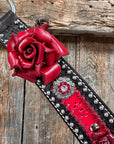 Dark Oil Silver Dot Red Roses Browband/Breastcollar Tack Set 