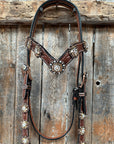 Medium Floral Champagne & Clear Browband / Breastcollar Tack Set  