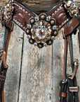 Medium Floral Champagne & Clear Browband / Breastcollar Tack Set  
