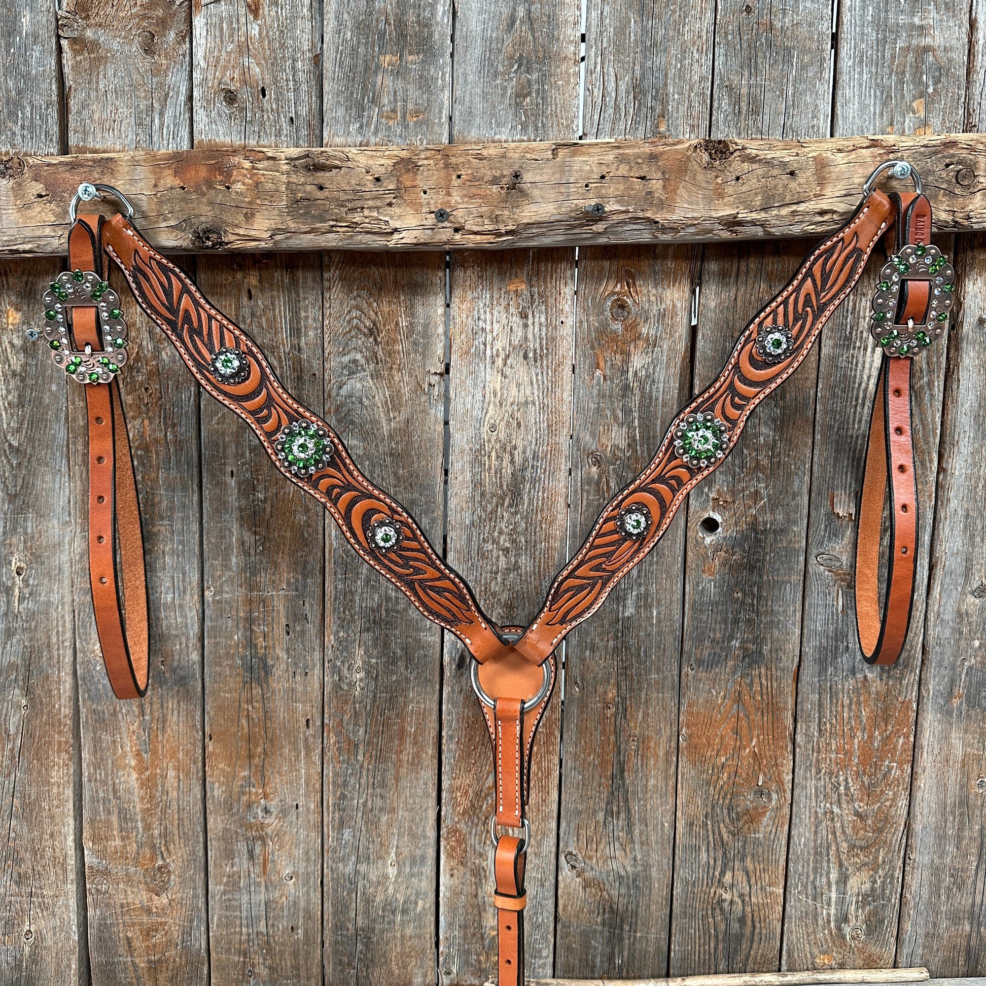 Zebra Green and Clear Browband / Breastcollar Tack Set 
