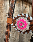 Light Oil Whipstitch Pink & Blue One Ear/ Breastcollar Tack Set 