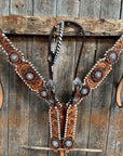 Light Oil Whipstitch Clear and Rosettes One Ear/ Breastcollar Tack Set 
