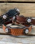 Leather Dog Collar With Copper AB Conchos 10" to 22" -DC33
