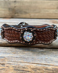 Leather Dog Collar With Copper AB Conchos 10" to 22" -DC33