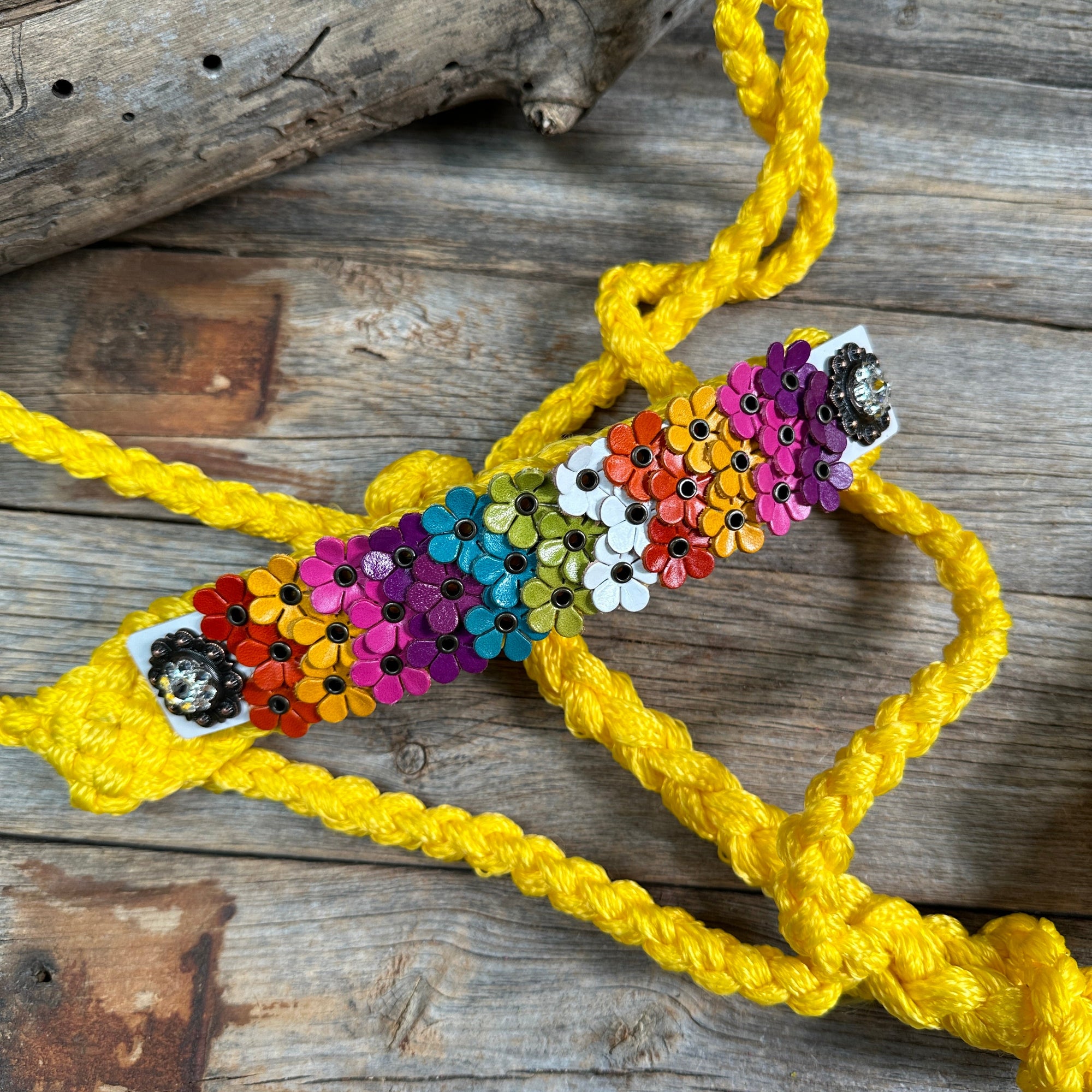 Yellow Mule Tape Halter - Multi Floral and Clear 