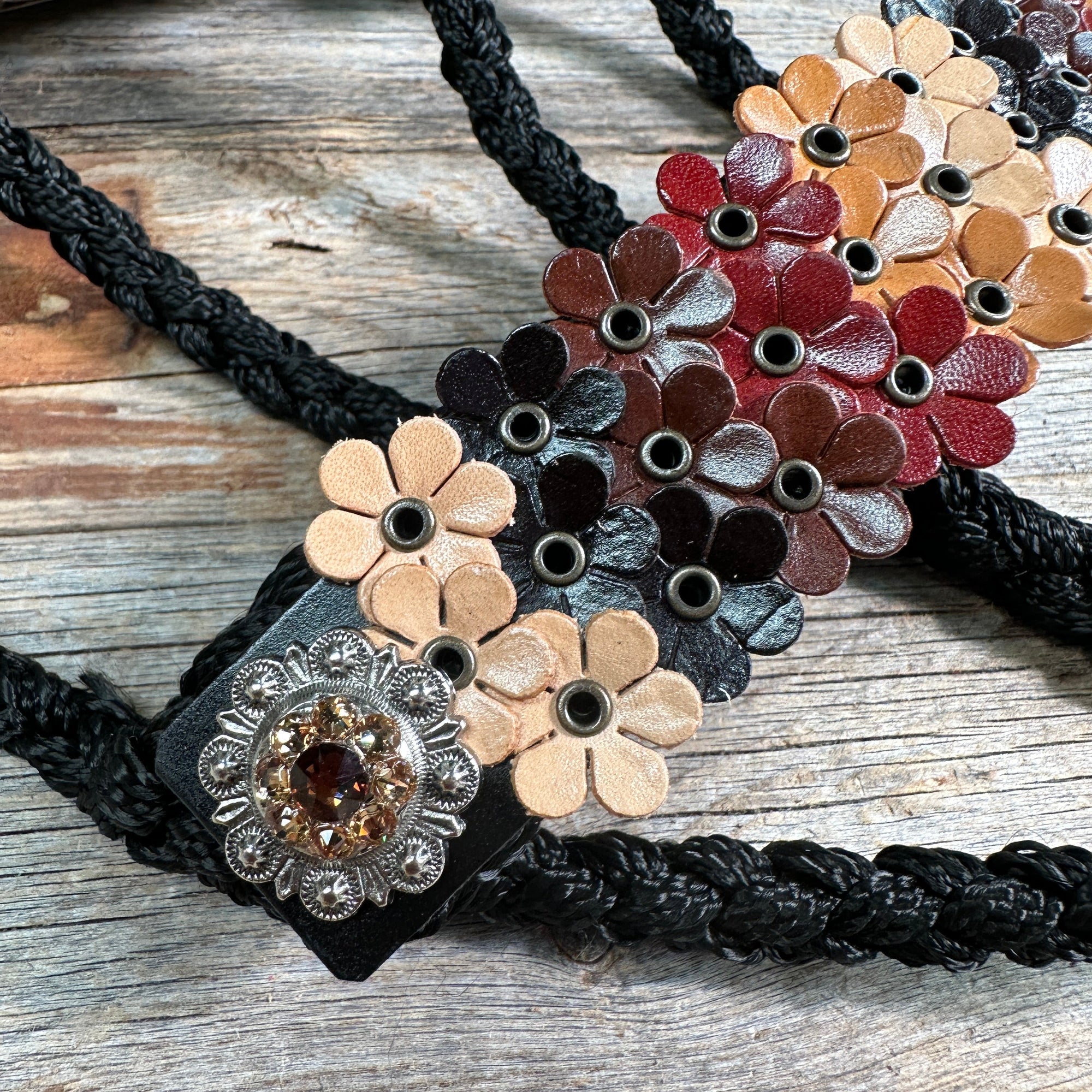 Black Mule Tape Halter - Multi Floral and Champagne 