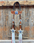 Light Oil Roper Rhinestone and Patriotic Browband/One Ear Tack Set 