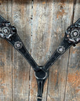Black Floral Midnight Browband / Breastcollar Tack Set  