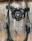 Black Floral Midnight Browband / Breastcollar Tack Set  