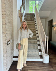MASON'S DAUGHTER | the Cropped Boyfriend Shirt, Olive Green & Ivory Printed Poplin