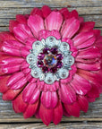 Pink Daisy Leather Flowers - 1" Crystal Conchos - Options