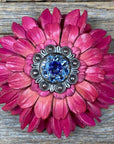 Pink Daisy Leather Flowers - 1" Crystal Conchos - Options