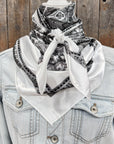 35X35" Black/White Polka Dot & Paisley Wild Rag / Scarf WR444X
