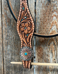 Floral Teal Dot Western Floral Browband/One Ear Headstall & Breastcollar Tack Set 