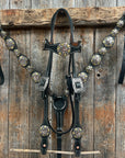 Black Basketweave Copper - Antique Silver Browband Tack Set  