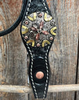 Black Basketweave Copper - Antique Silver Browband Tack Set  