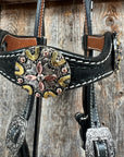 Black Basketweave Copper - Antique Silver Browband Tack Set  