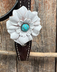 Dark Oil Floral Turquoise Cabochon Browband / Breastcollar Tack Set  