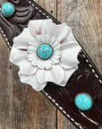 Dark Oil Floral Turquoise Cabochon Browband / Breastcollar Tack Set  