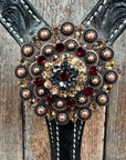 Black Floral Ruby - Champagne Browband / Breastcollar Tack Set  