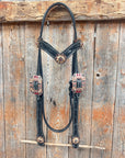 Black Floral Ruby - Champagne Browband / Breastcollar Tack Set  