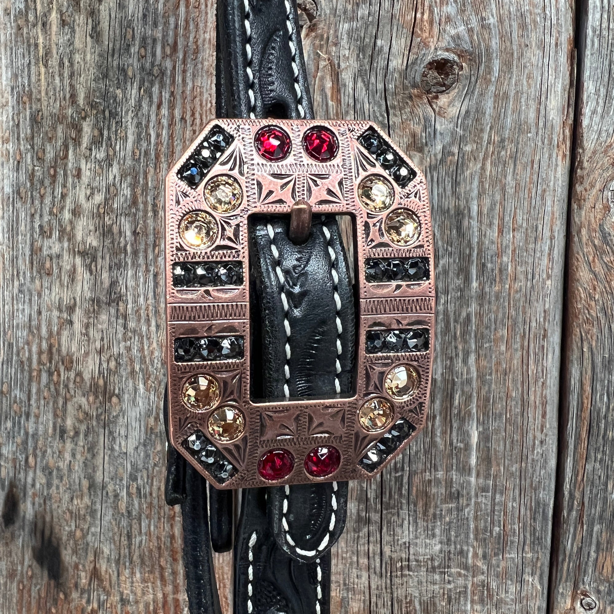 Black Floral Ruby - Champagne Browband / Breastcollar Tack Set  