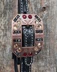 Black Floral Ruby - Champagne Browband / Breastcollar Tack Set  