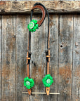 Light Oil Basketweave Neon Green - AB Browband/One Ear Tack Set  