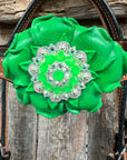 Light Oil Basketweave Neon Green - AB Browband/One Ear Tack Set  