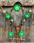 Light Oil Basketweave Neon Green - AB Browband/One Ear Tack Set  