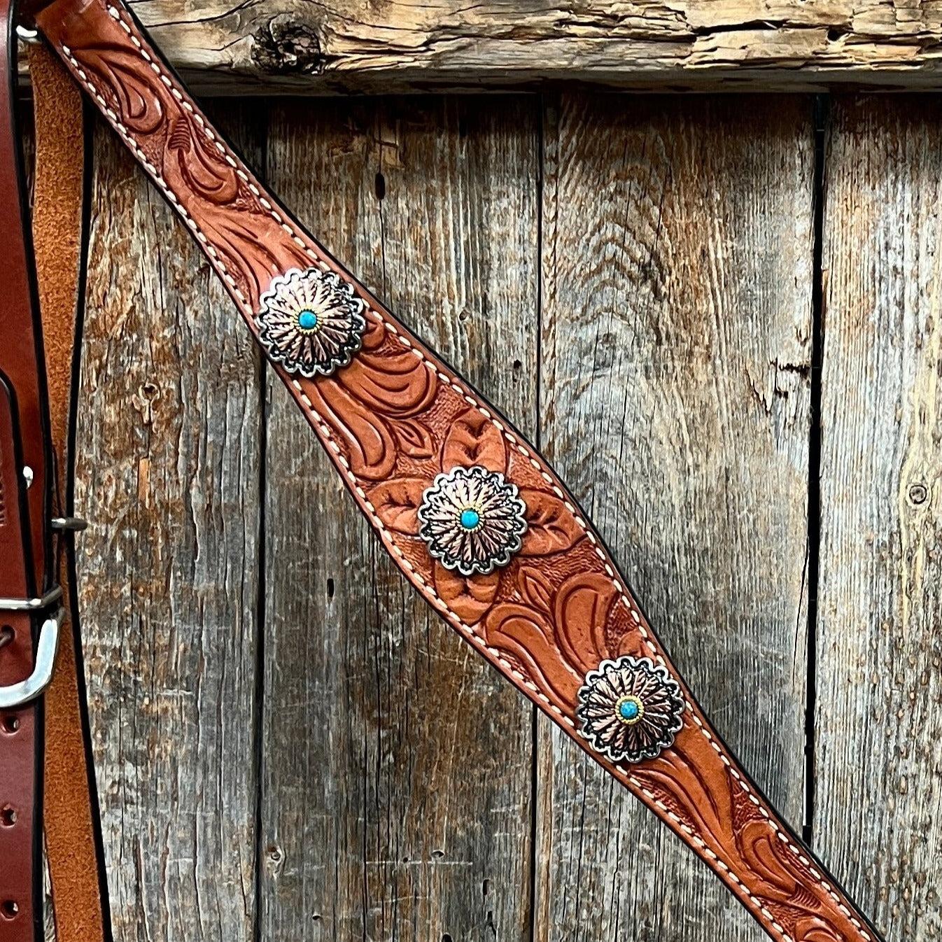 Light Oil Floral Western Flower Browband / Breastcollar Tack Set  