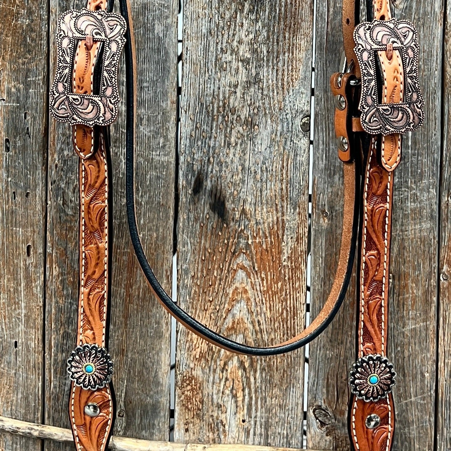 Light Oil Floral Western Flower Browband / Breastcollar Tack Set  
