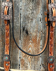 Light Oil Floral Western Flower Browband / Breastcollar Tack Set  