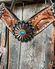 Light Oil Floral Western Flower Browband / Breastcollar Tack Set  