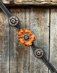 Dark Oil Basketweave Champagne - Topaz Browband/One Ear Tack Set  