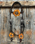 Dark Oil Basketweave Champagne - Topaz Browband/One Ear Tack Set  