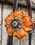 Dark Oil Basketweave Champagne - Topaz Browband/One Ear Tack Set  