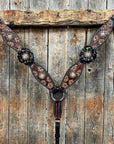 Flower Power Black - Champagne Browband/One Ear Headstall & Breastcollar Tack Set 