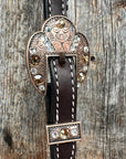 Flower Power Black - Champagne Browband/One Ear Headstall & Breastcollar Tack Set 
