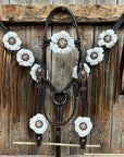 Dark Oil Basketweave Champagne - Clear Browband/One Ear Tack Set  