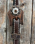 Dark Oil Basketweave Champagne - Clear Browband/One Ear Tack Set  