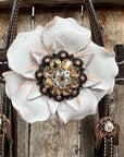 Dark Oil Basketweave Champagne - Clear Browband/One Ear Tack Set  