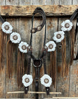 Dark Oil Basketweave Champagne - Clear Browband/One Ear Tack Set  
