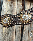 Dark Oil Basketweave Champagne - Clear Browband/One Ear Tack Set  