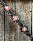 Dark Oil Basketweave Coral - Clear Browband/One Ear Tack Set  
