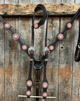 Dark Oil Basketweave Coral - Clear Browband/One Ear Tack Set  